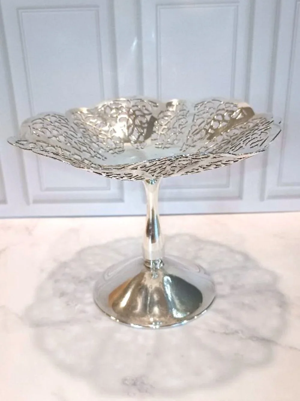 Vintage Int Silver Co Lovelace 1430 Silverplate Pedestal Compote Bowl Dish 1936